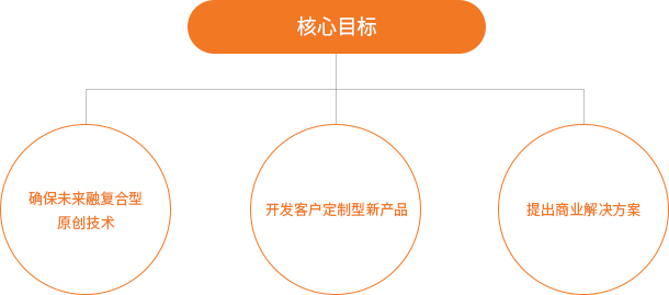 核心目标. 确保未来融复合型原创技术, 开发客户定制型新产品, 提出商业解决方案